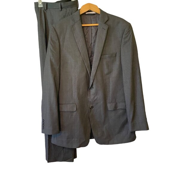 Men's Joseph Abboud Grey 2 Piece Suit Set 100% Wool Coat 42/ Pants 36